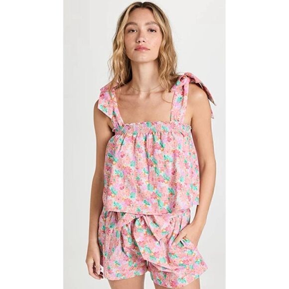 Something Navy Cotton / Linen Floral Tie Waist Shorts Size M / NWT - Picture 3 of 8